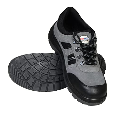 Image of NEOSAFE RUNX ISI Marked Sports Safety Shoes in sued Leather and Double Density Sole with Steel Toe, Lightweight