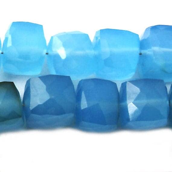Perles Calcédoine Bleue facettées en forme de cube 6-8mm pour la création de bijoux DIY Sb1529
