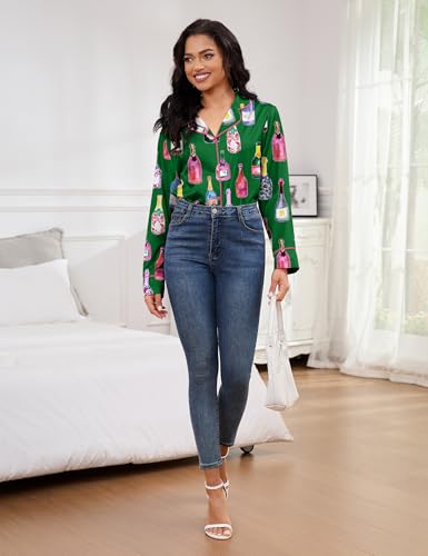 Image of SHESHOW Satin Pajamas for Women Set Long Sleeve Button Down Sleepwear 2 Piece Nightwear Women Pjs Sets Size XS-XXL