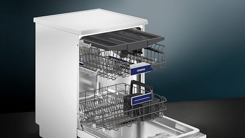 Siemens iQ500 60 cm Home Connect Freestanding Dishwasher With 14 Place Settings, German Engineered, White, SN25HW76MM