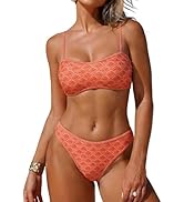 ZAFUL Bandeau Bikini Sets for Women Floral Two Piece Swimsuit Strapless Mid Waisted Bathing Suits...