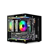 MOIKYIGI 超小型 MicroATX MiniITX PCケース 強化ガラス側板 コンパクトデスクトップケース (ブラック)