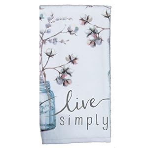 Kay Dee Designs Kitchen Towel Set 2 pc Choose Joy and Live Simply Terry Hand TowelsWhite