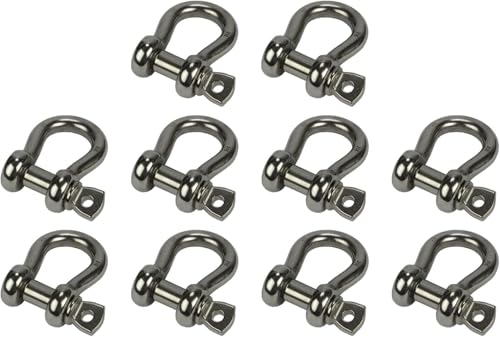 (12) Pcs 1/4'' Chain Rigging Bow Shackle Anchor for Boat Stainless Steel Paracord
