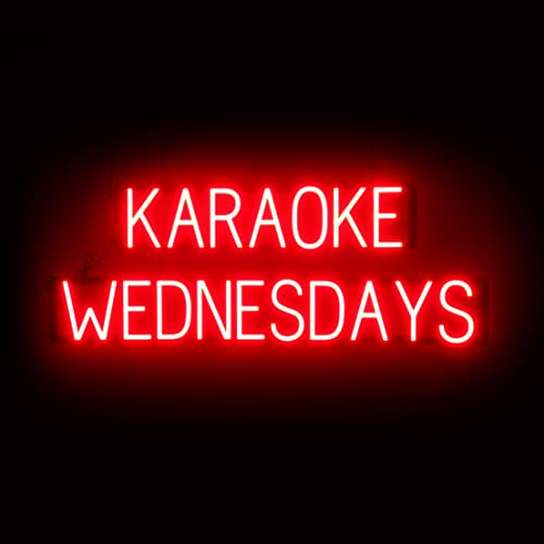 Image of SpellBrite LED Neon KARAOKE WEDNESDAYS Sign for Business - Red, 41 inch x 15 inch | Ultra-Bright Click-Together Signage for Bars & Restaurants, with Visibility from 500 ft - 8 Animations, 6 Brightness Levels