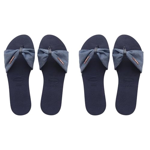 Havaianas Women's You St. Tropez Shine Flip Flop Sandal, Navy Blue, 7-8 M US, Pack Of 2