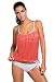 Lady Swain Women Sexy Lace Print 2pcs Bandeau Tankini Swimsuit (M, Orange)