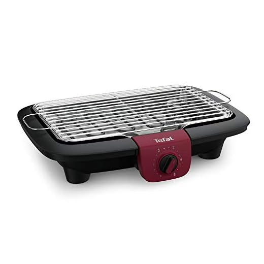 Tefal BG90E5 Easygrill Adjust Elektro- Tischgrill | 2300 Watt | 720 cm² Grillfläche | Einfache Reinigung | Schwarz/ Burgunderrot