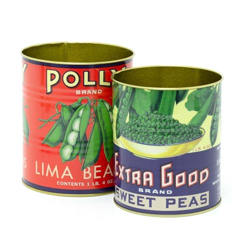 Carousel Home Juego de 2 latas de almacenamiento de guisantes de estilo retro vintage | 2 latas de réplica de latas decorativas para alimentos | Latas de almacenamiento de metal