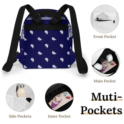 Bandana True Blue Exquisite And Compact Casual Women's Backpack, Suitable for Going Out4