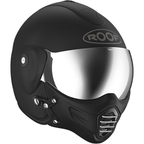 Casque Jet Haut De Gamme ROOF Roadster en Fibre De Verre avec Mentonnière Amovible Magnétique Écran Iridium Inclus– Couleur Iron Noir Mat/Argent - Offre Directe...