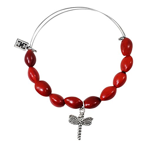 Image of EVELYN BROOKS Adjustable Bangle Bracelet (Multiple Charm Styles) for Women-w /Meaningful Good Luck Seed Beads - Handmade Jewelry | Great Gifts for Teen Girl Gifts & Great Addition to Girls Jewelry