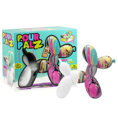 Pour Palz DIY Paint Pouring Kit 1 XL Balloon Dog 4 Acrylic Pour Paints Mixing Cups & Tools Create Unique Marbled Art Fun Hands-On Craft Kit for Kids & Adults Candy Ripple Ages 5+