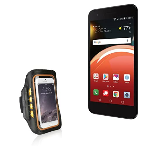 BoxWave Case for LG Optimus Zone 4 (Case JogBrite Sports Armband, High Visibility Safety Light LED Runners Armband for LG Optimus Zone 4 - Bold Orange