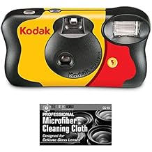 حزمة من كاميرا Kodak Funsaver 35mm لمرة واحدة للاستخدام مرة واحدة ISO-800 مع فلاش - 27 التعرض مع قماش الألياف الدقيقة