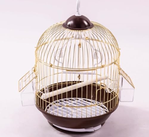 鳥かご インコ バードケージ 丸型 小型 鳥籠 移動 鳥 ケージ 手乗り バード用品 おしゃれ (ゴールデン)