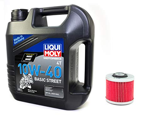 Motoröl Set mineralisch 10W40 4 Liter + Ölfilter KN145 für Derbi MZ/MUZ Sachs Yamaha 659 660 Baghira Mastiff Roadster BT MT-03 SR SZR TDM TRX TT XC