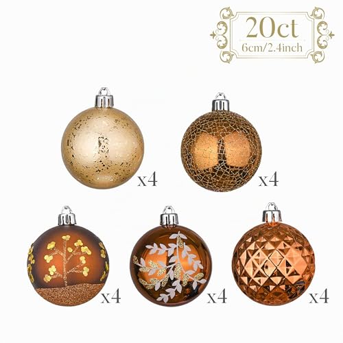 Boules de Noël incassables de 6 cm cuivre et or pour décorer le sapin sans risque de casse - 7
