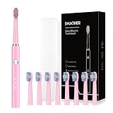 SHAOJIER Electric Toothbrush, with 8 Replacement Brush Heads and 1 Travel Box,Sonic Toothbrush for A