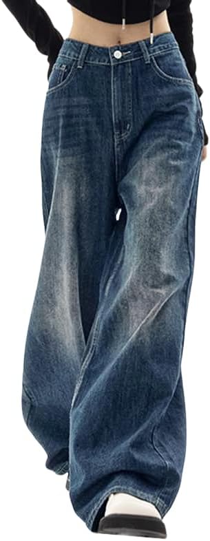 EMMIOL Jeans for Women Wide Leg Baggy Jeans Y2K Casual Loose Boyfriends Trousers Vintage Streetwear