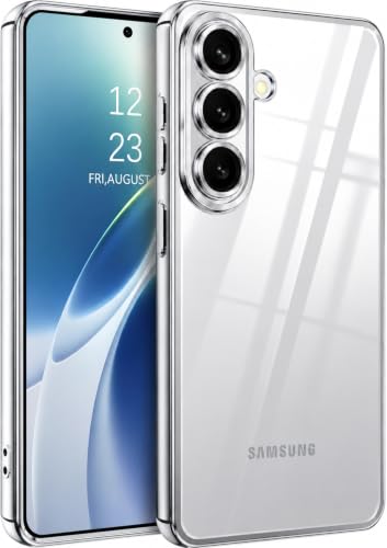 Image of VONZEE Clear Logo Electroplating Transparent Case for Samsung A17 5G, Magnetic Plating Electroplate TPU Cover, Individual Camera Protection for Each Lens - Silver