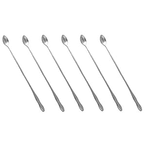 HornTide 6-delige Menglepel Set 32cm Lengte voor ijs, koude drank, vruchtensap, cocktail, roeren en meer…