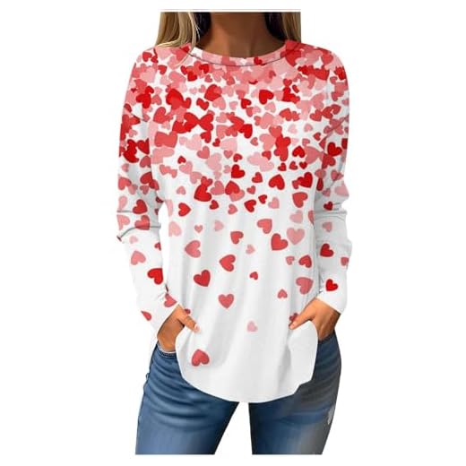 My Orders Valentine's Day Shirts for Women Cute Love Heart Print Long Sleeve Tunic Tops 2024 Spring Crewneck Blouse Tee Holiday Going Out Sweatshirt Casual Loose Tshirt Pullovers