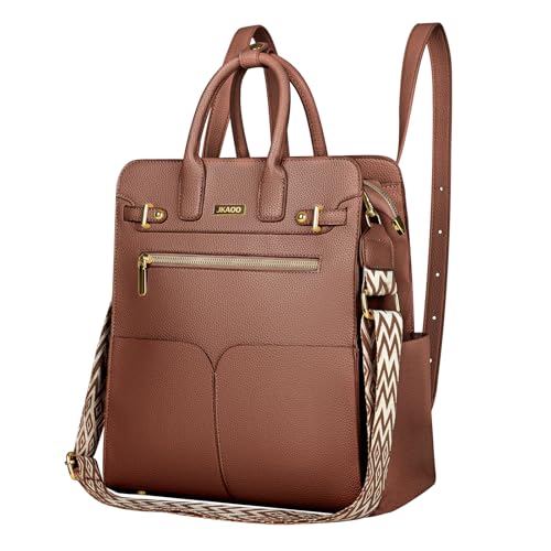 Image of JKAOO Backpack Purse for Women PU Leather Travel Backpack, Brown | 4 in 1 Designer Convertible, Removable Strap