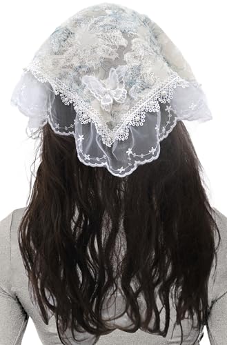 Womens Floral Butterfly Kerchief Idyllic Headwraps Country Style Cute Headwear Head Scarf Bandana for Women