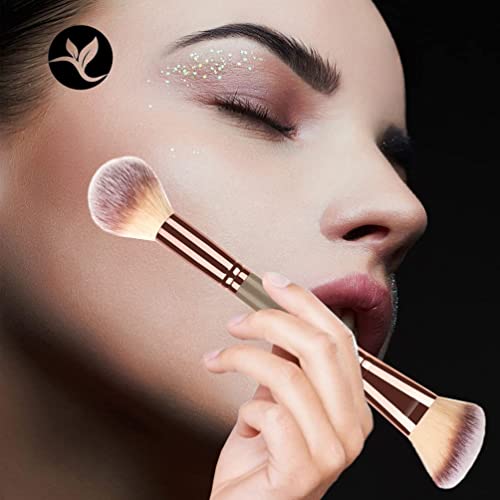 Image of Foundation Makeup Brush, Double Ended Makeup Brushes for Blending Liquid Powder, Concealer Cream Cosmetics, Blush brush B02-Brown, 1 - Pcs