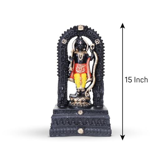 Image of Big Size Polyresin 3D Ram Lalla Ayodhya's Shree Ram Statue /Home Decor /Decorative Items Ramlalla Temple Idol for Pooja Shree ramlalla ayodha murti Showpiece Big Size (15 inches)