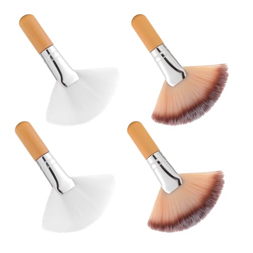 Eiodoni 4PCS Fan Facial Brushes Esthetician Fluffy Fan Blush Brush