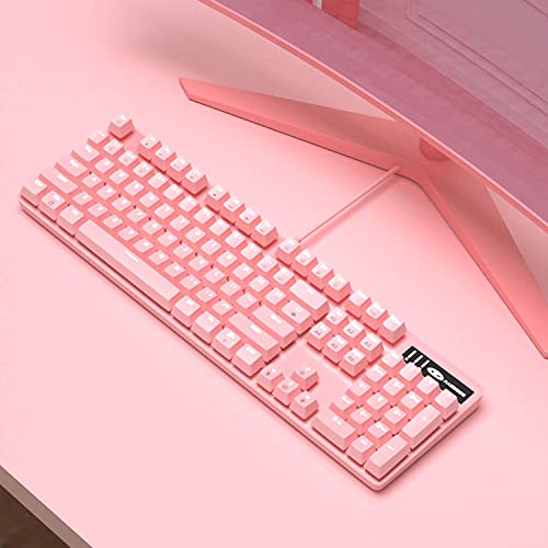 Image of MageGee Pink Gaming Keyboard USB Wired Keyboard, New Mechanical Storm Adjustable Backlight Keyboard Splash-Proof Ideal for PC /Laptop /MAC Game(Pink)