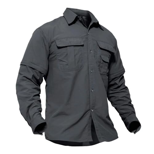 Camisa de senderismo de manga larga para hombre con bolsillos prácticos