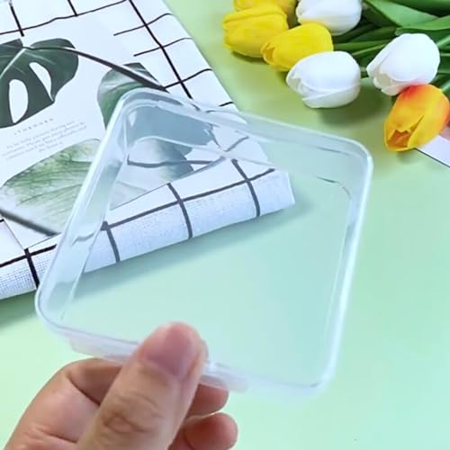 Image of 12Pack Plastic Storage Cases with Lid, 3.31 x 3.31 x 1.1 Inchs,Square Empty Clear Plastic Storage Containers for Small Items, Jewelry, Earrings, Necklace, Rings, Cosmetics, Threads, Beads, Crafts etc.