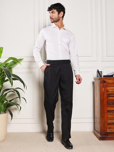 Image of Gurkha Pants for Men | Trouser for Men | Formal Pant | Double Button | Loose Fit Trouser High Waist Pleated Casual Trousers | Vintage Straight Leg Pants for Office Smart Casual Travel Party