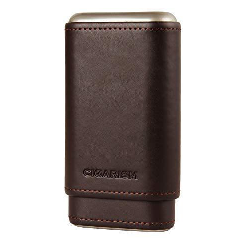 CIGARISM Genuine Leather Cedar Lined Cigar Travel Holder...