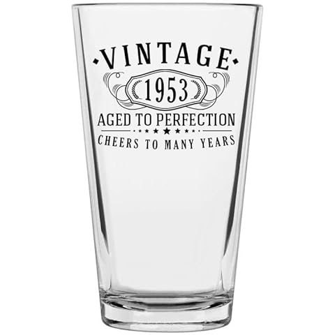 Spotted Dog Company Vintage 1953 Printed 16oz Pint Beer Soda Pub Glass - Aged to Perfection - 70th Birthday Gifts for Him Men - 70 Years Old Decorations Anniversary for Her Women Cover