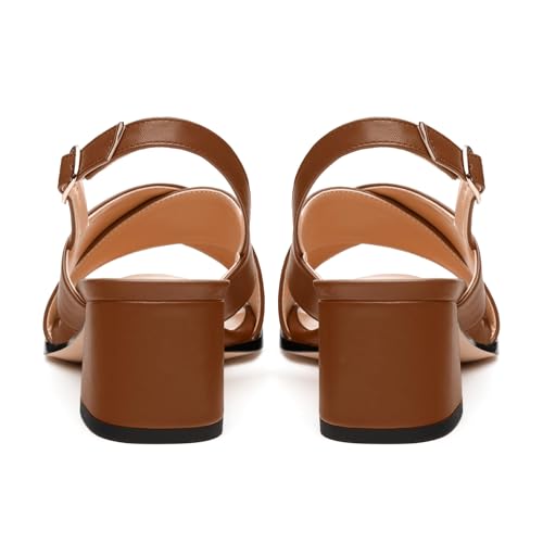 Women's Chunky Heel Sandals, Open Square Toe Adjustable Buckle Strap Low Block Heel Fashion Sandals for Women, Solid Color Versatile Shoes for Work/Party/Wedding4