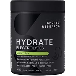 Sports Research Hydrate Jars - Sugar-Free & Naturally Flavored with Vitamins, Minerals, and Coconut Water - Supports Hydration - Lemon Lime