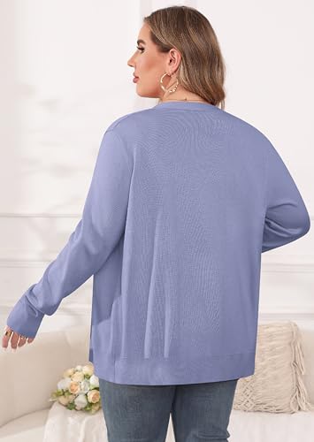 Image of TIANZHU Plus Size Cardigan for Women Button Open Front Long Sleeve V Neck Comfy Lightweight Sweaters XL-4XL