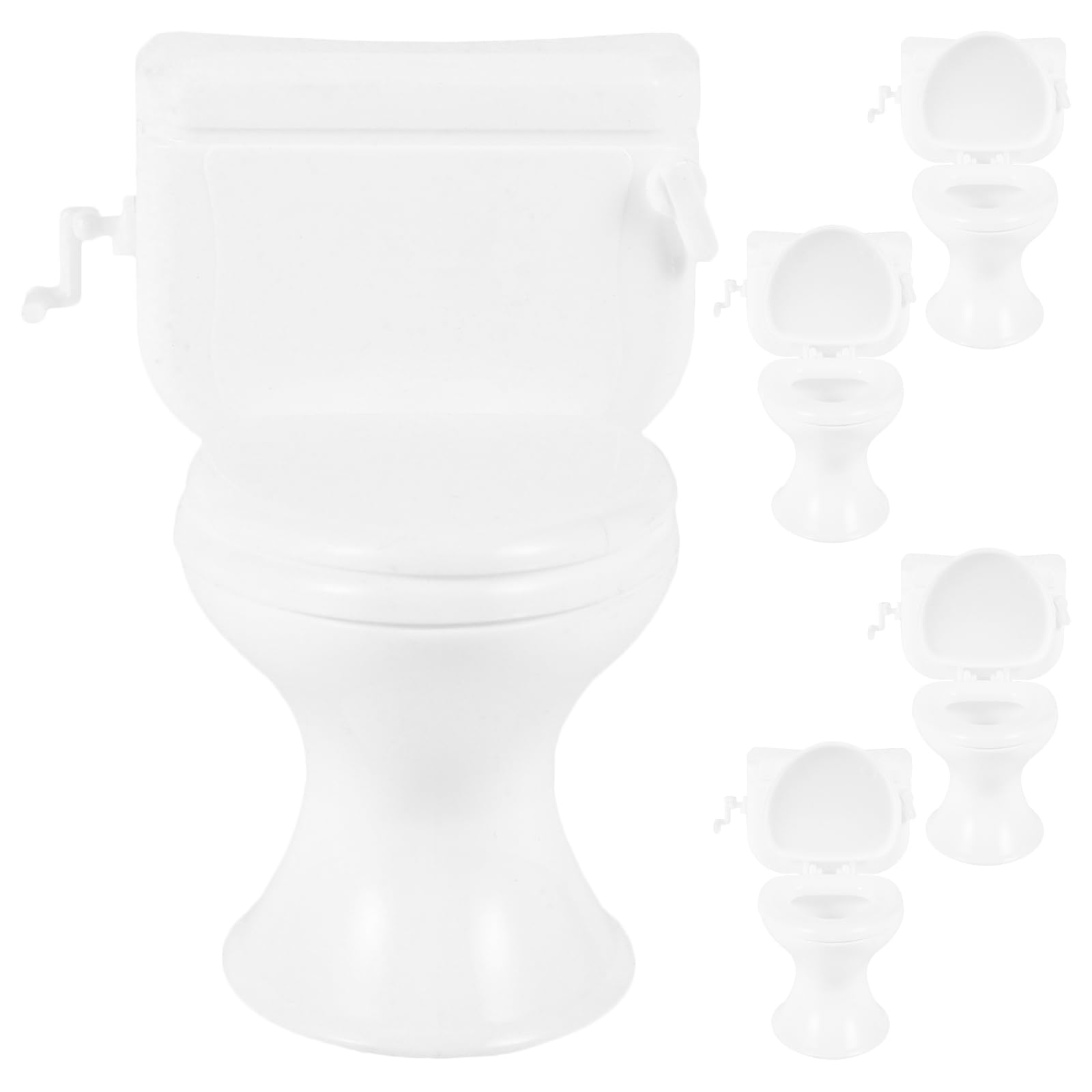 HEMOTON 5 pcs Toilet Model Realistic Dollhouse Toilets Bathroom Toilet Miniature Toilet Tiny House Furniture Toys Mini Toilet Accessories 1:12 Scale Small Toilet Toy