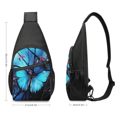Sling Bag para Mujer y Hombre Azul con Mariposa miniatura 2