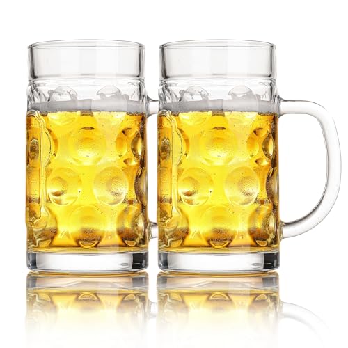 Comparison: Best Freezer Beer Mugs 11 ZHENGYAOYANG Freezer Beer Mugs, 20 oz Glass Mugs with Handles Set of 2, Clear Large Beer Steins for Tea, Coffee, Lead-Free Glasses Oktoberfest Style, Best Gifts for Dad Husband or Friend