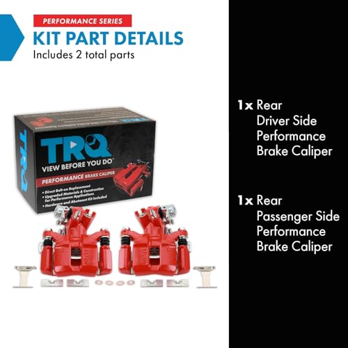 Image of TRQ Performance Rear Brake Caliper Set Caliper Brackets Compatible with 99-00 Honda Civic 92-93 Civic SI 95 Civic SI 94 Civic SI with 4 Wheel ABS Brakes 93-97 Civic Del Sol 94-96 Acura Integra