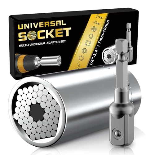 Apicey Christmas Gifts Stocking Stuffers for Men, White Elephant Gifts for Adults, Universal Socket Cool Gadgets Tools Gifts for Men Dad Boyfriend, 7mm-19mm Socket Set for Multiple Adapters