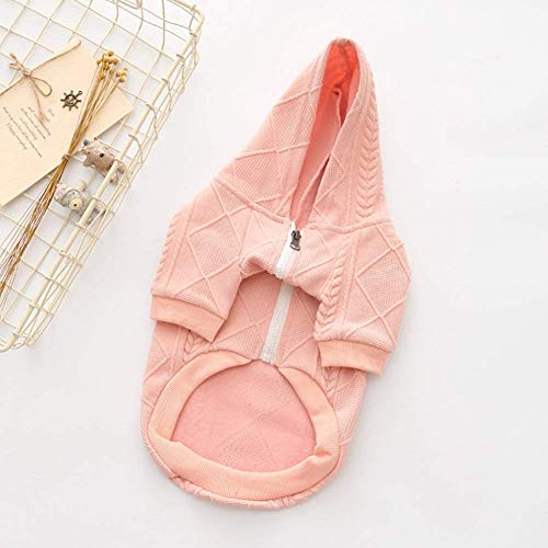 Meioro Dog Sweater Zipper Hooded Dog Cat Clothes Cute Pet Clothing Warm Hooded Winter Warm Puppy French Bulldog Pug (Xl, Pink) #TOP1