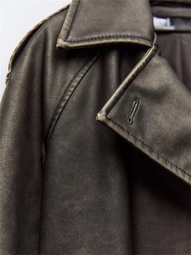 Women Long Pu Trench Coat Lady Streetwear Vintage Double Breasted Lace-Up Faux Leather Jacket Picture color XS steampunk buy now online Women Long Pu Trench Coat Lady Streetwear Vintage Double Breasted Lace-Up Faux Leather Jacket Picture color XS steampunk buy now online