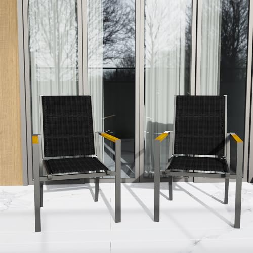 Devoko Gartenstühle 2er 4er 6er Set Stapelbar Aluminium Outdoor-Stühle Belastbarkeit 180 kg campingstuhl Stark und Regenfest Gartenmöbel – Bild 3