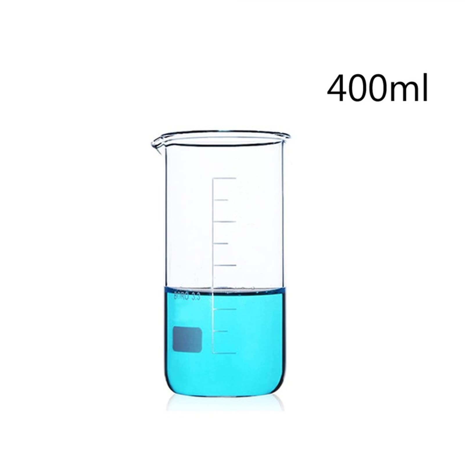 Vaso medidor de Vidrio de borosilicato de 400 ml, de Forma Alta y Resistente a Altas temperaturas, Paquete de 4 (Capacidad: 400 ml) (Transparente, 400 ml)